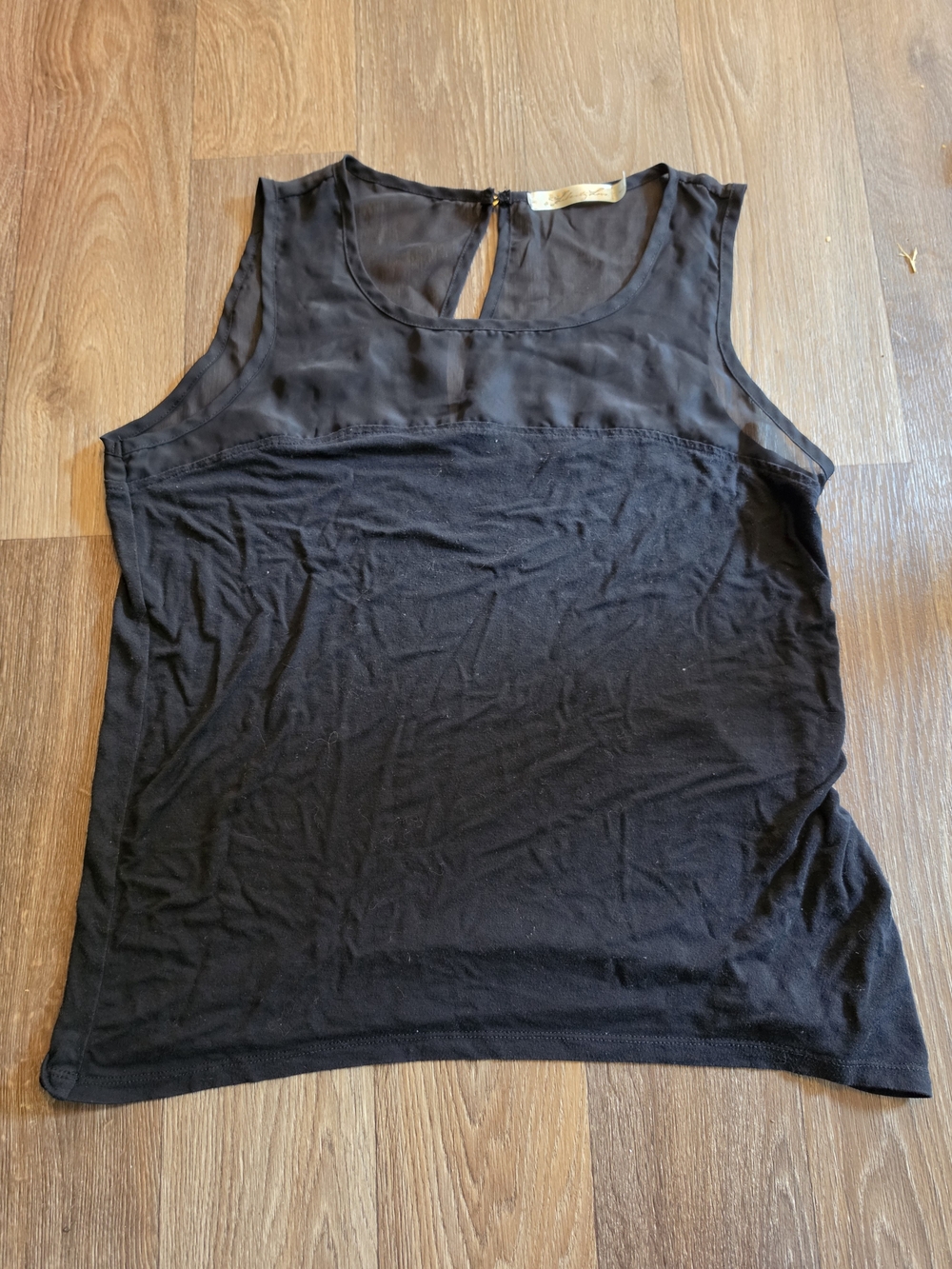 Liberty Love Black Sheer Yoke Tank Top